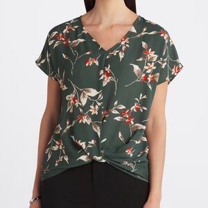 BEACON Allura Knot Detail Blouse | Green Floral | Size XL | StitchFix